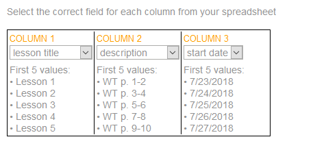 Select Excel Columns
